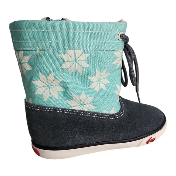 See Kai Run Guthrie Sneaker Boot Size 8 Mint Canvas Gray Suede - Picture 1 of 10